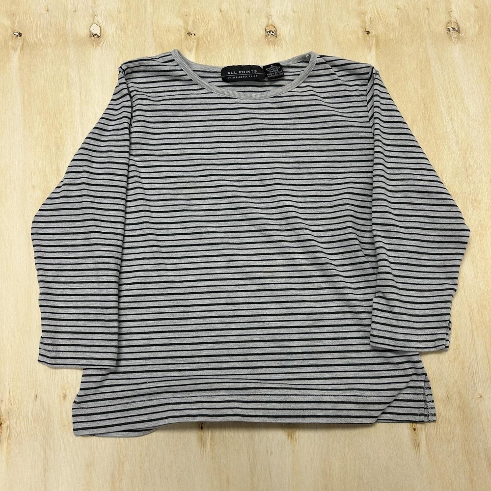 Y2K All Points By Reference Point Shirt Womens Medium Gray Striped Long Sleeve